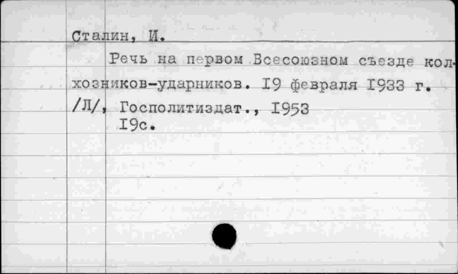 ﻿	Ста;	НИН, И.			
		Речь на п рвом Всесоюзном съезде кол
	ховт /л/,	[иков-ударников. 19 февраля 1933 г. Рог*пл ттитип пят . ТОСч'З
		19с.
		
		
		
		
		
		